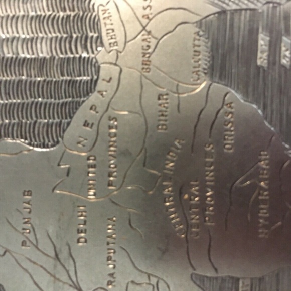 Vtg Heavy Sterling Silver Cigarette Case Map India - Picture 4 of 6